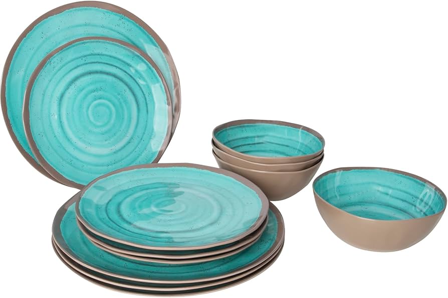 Bo-Camp Tableware Halo Melamine 12 Pieces Aqua Bo-Camp Tableware Halo Melamine 12 Pieces Aqua