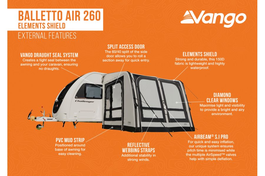 Vango Balletto Air 260 Elements Shield Awning Vango Balletto Air 260 Elements Shield Awning