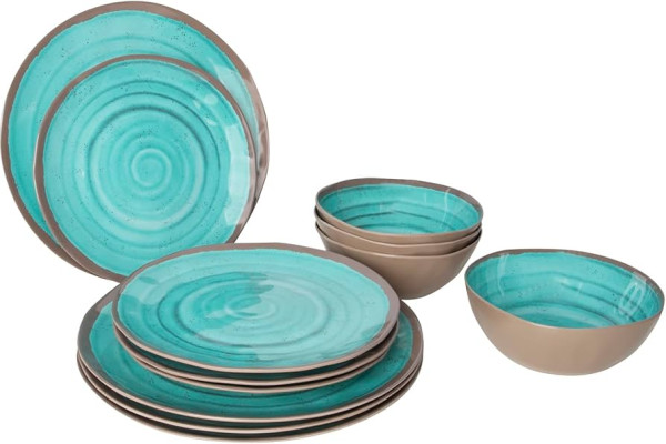 Bo-Camp Tableware Halo Melamine 12 Pieces Aqua