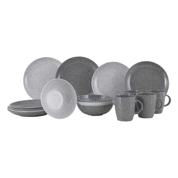 Gimex Solid Line Tableware Granite Grey 16 Pieces